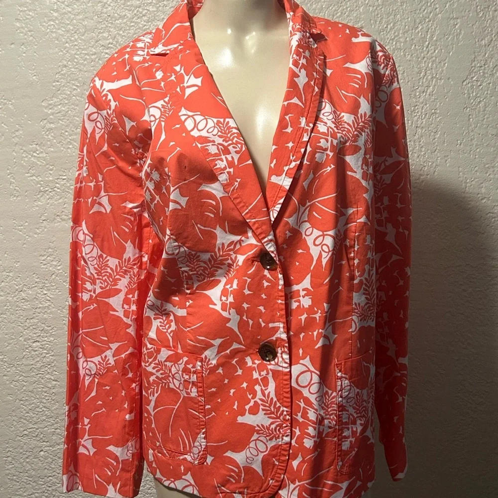 TALBOTS Women's Coral Floral Blazer as 18 WP NWT